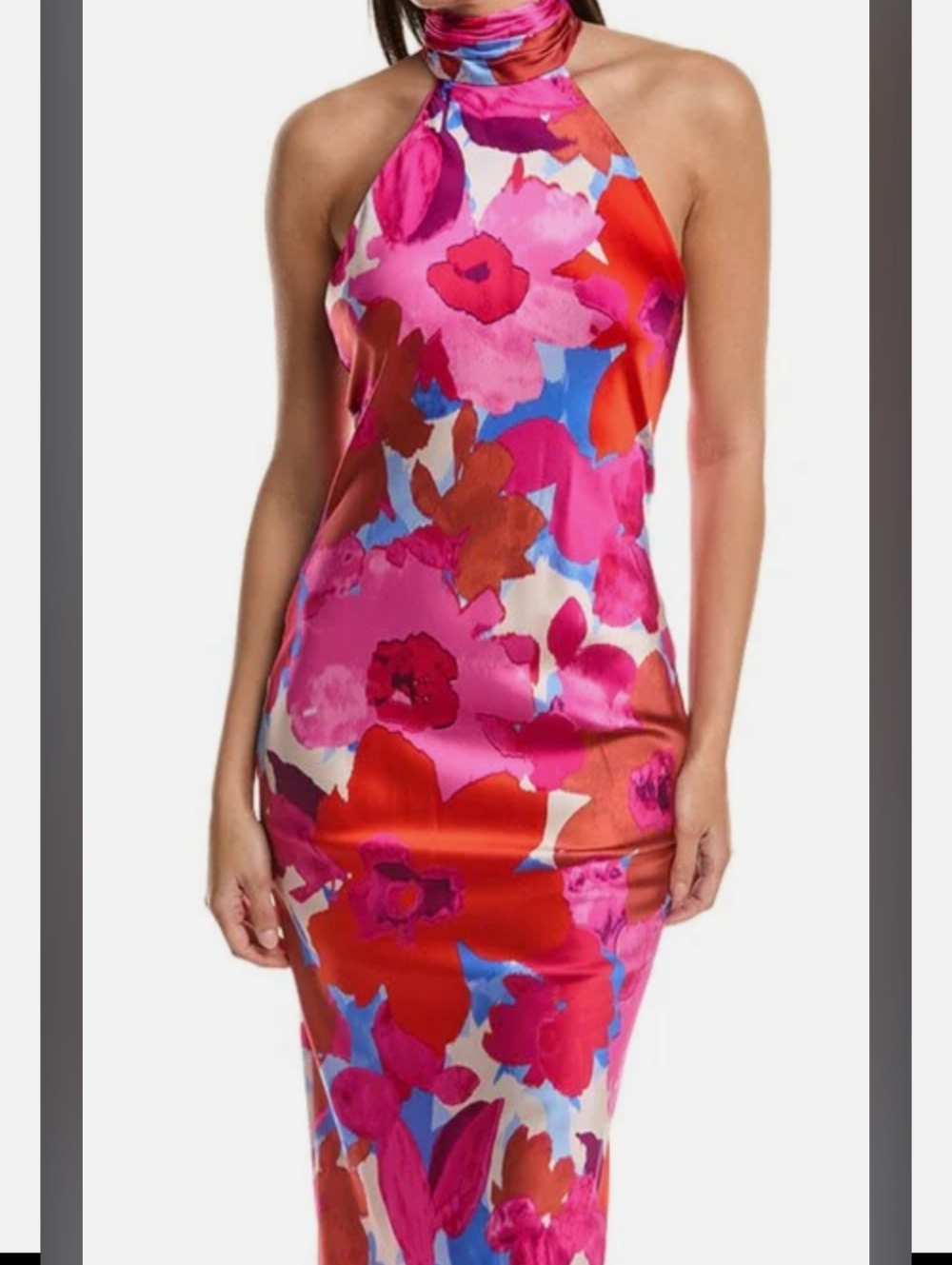 Ramy Brook Floral Tatiana Gown Halter Dress in Pink & Red Nwt Size 8 - Picture 4 of 6